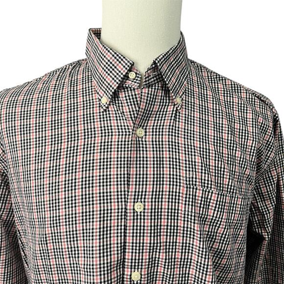 Peter Millar Other - Peter Millar | Men's Black White Red Plaid 100% Cotton Button Down Shirt Sz L